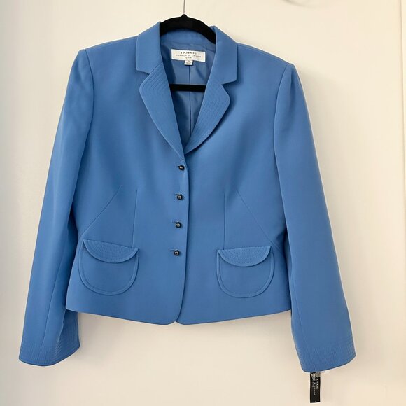 Tahari Arthur S. Levine French Blue Jagger Suit Blazer Jacket Size 12 Petite NWT - Picture 2 of 8